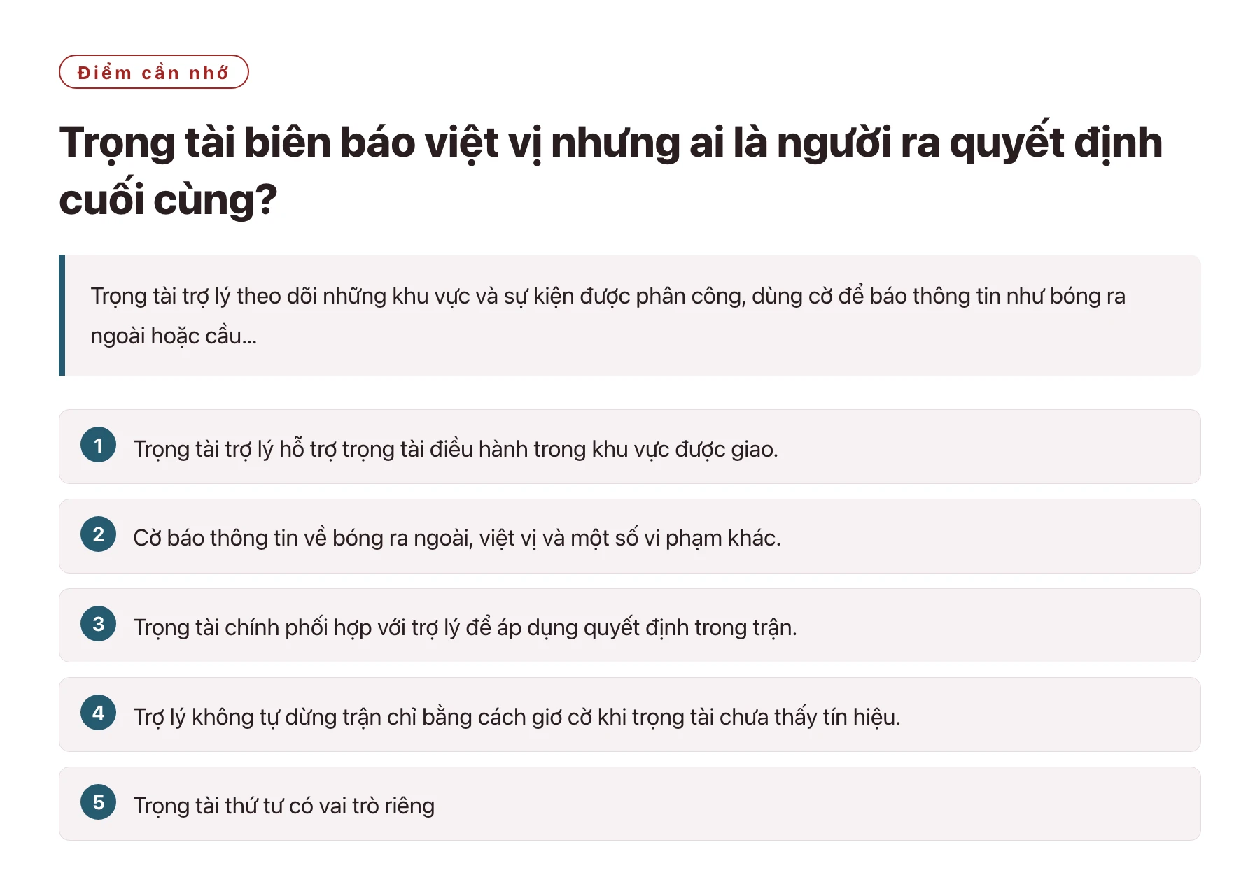 Trọng tài biên báo việt vị nhưng ai là người ra quyết định cuối cùng?——全文要点速览